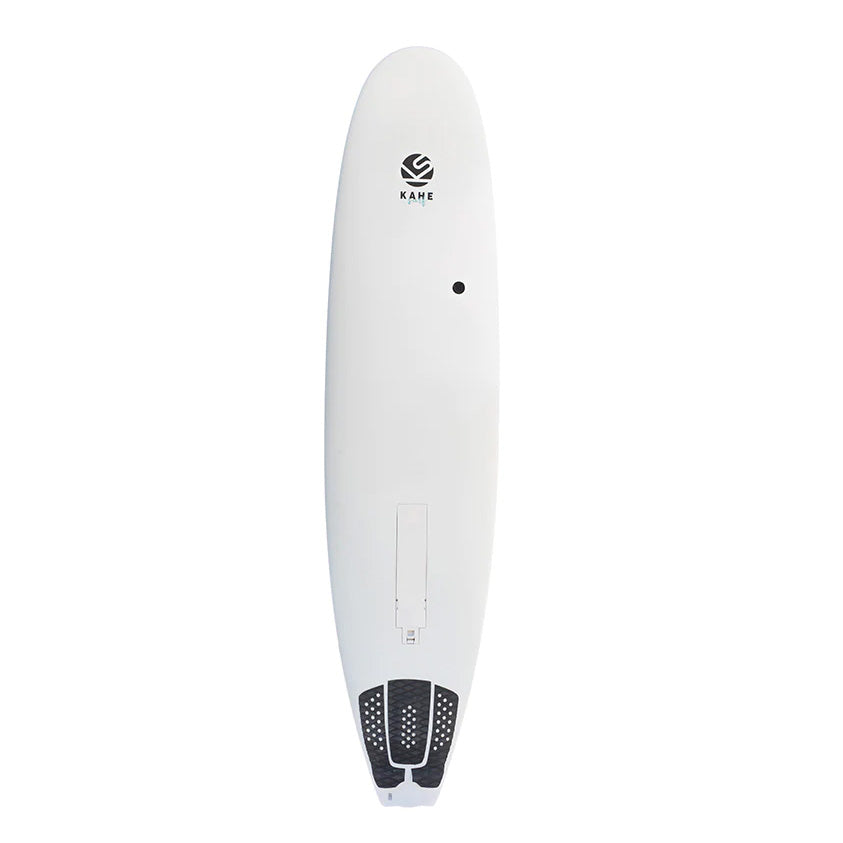 White electric surfboard by Kahe Surf.