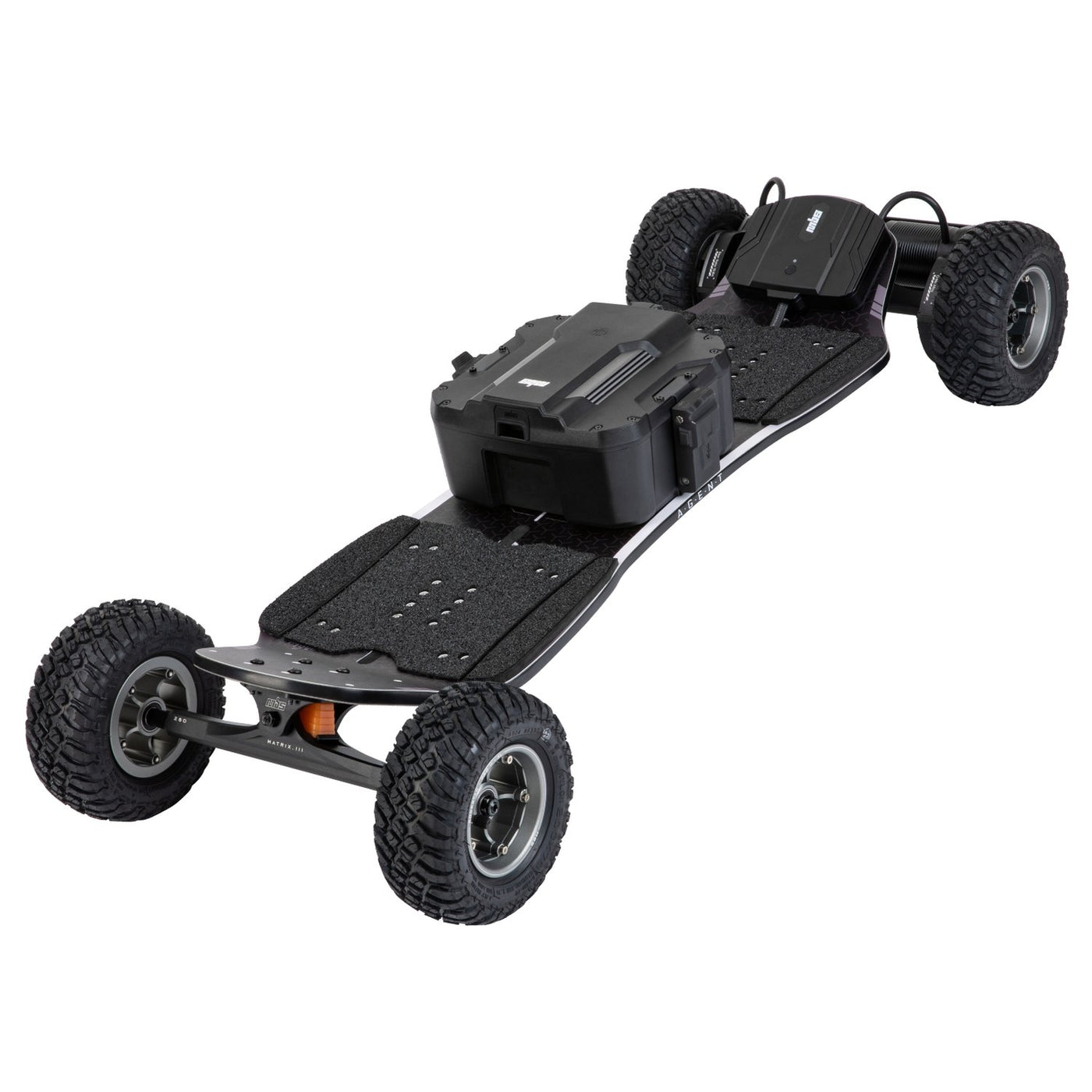 Top down image of an MBS agent explorer with battery attached  to the top of the deck.