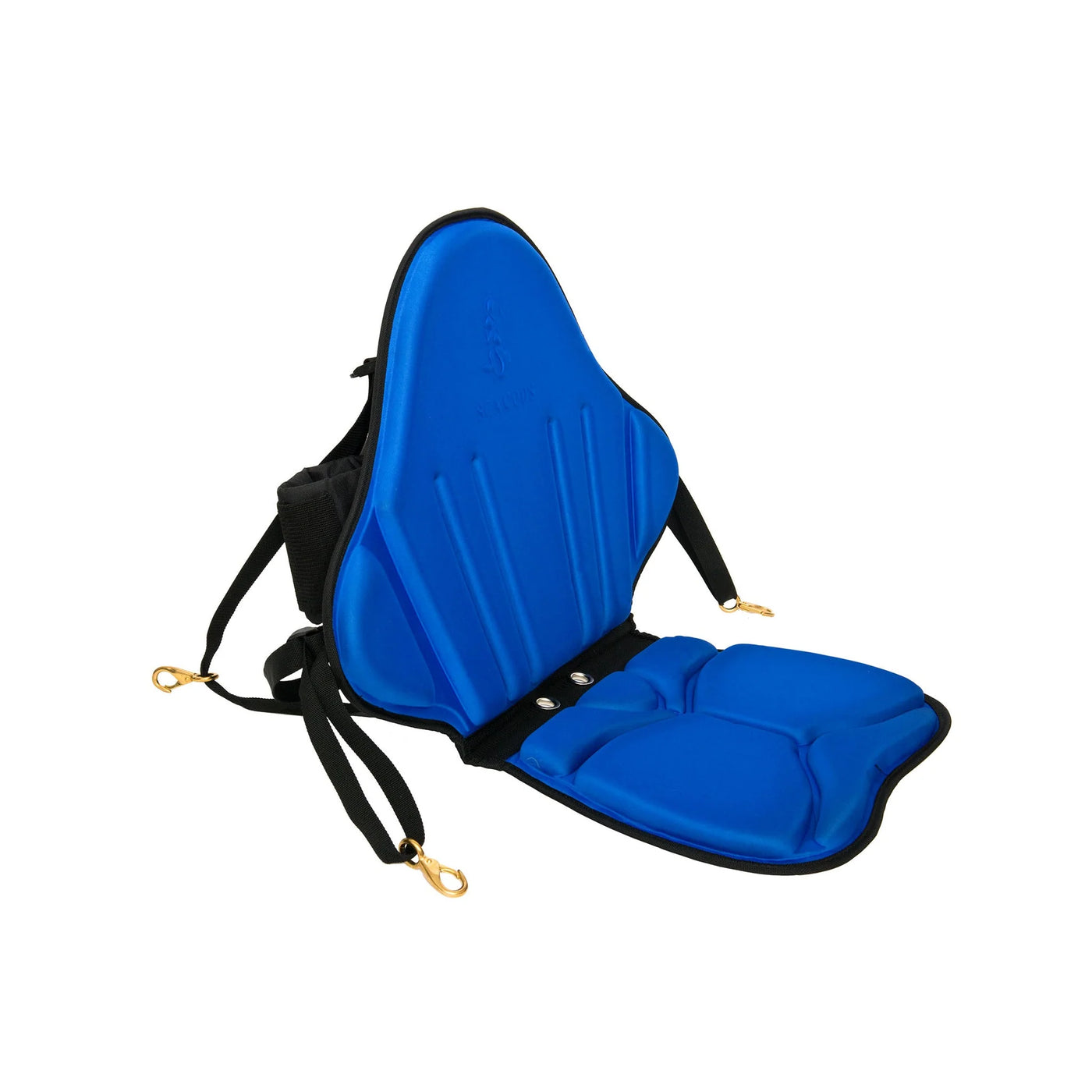 Blue kayak seat attachment for stand up paddle boards.