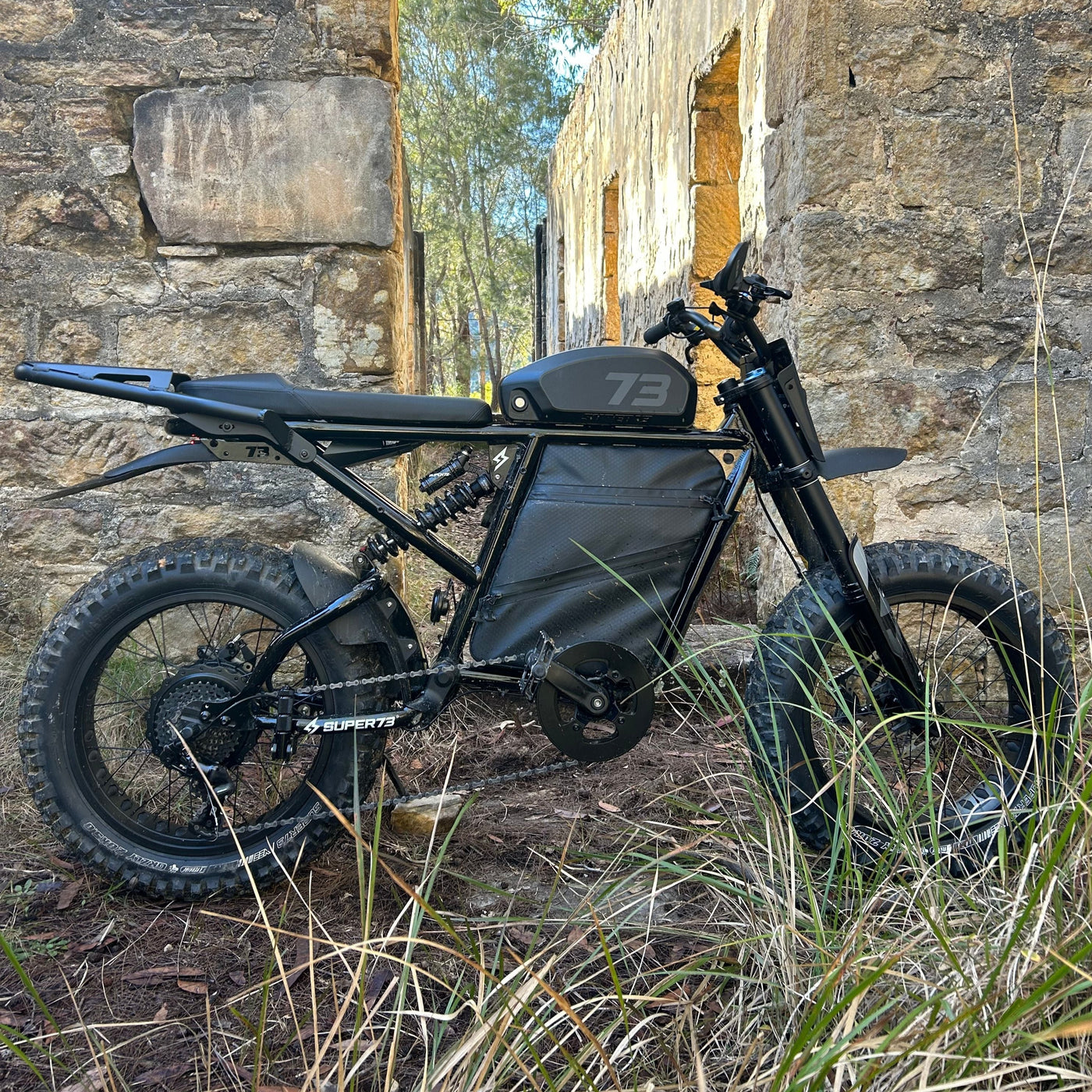 Super73 rear rack on a black RX-E