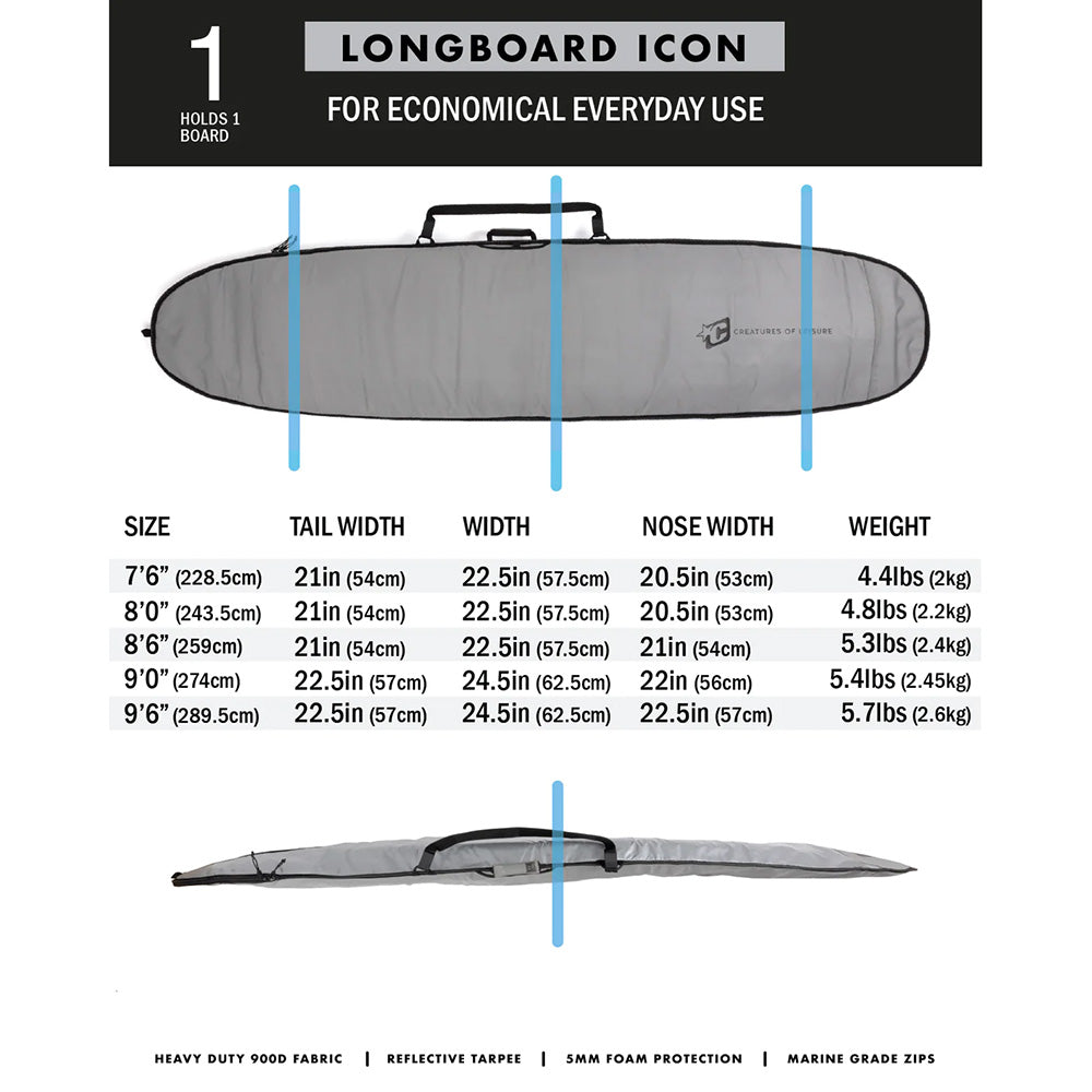 Longboard Icon - Silver Black Board Cover