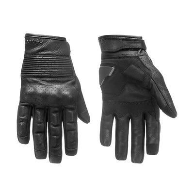 Motorcycle Gloves - Black Leather, ONYX BLACK 01