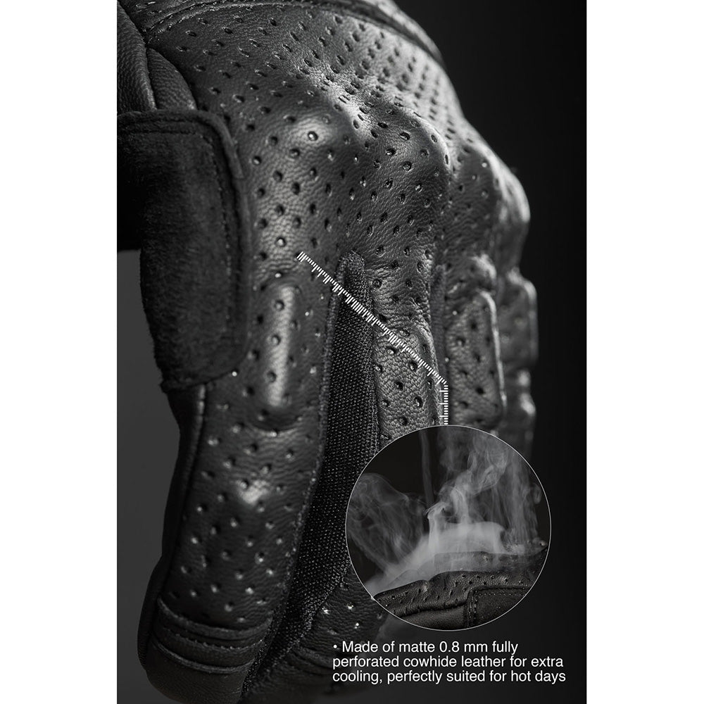 ONYX BLACK 02 – Black Leather Motorcycle Gloves