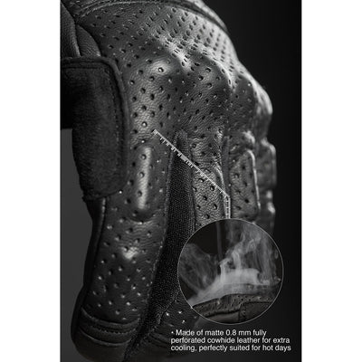 ONYX BLACK 02 – Black Leather Motorcycle Gloves