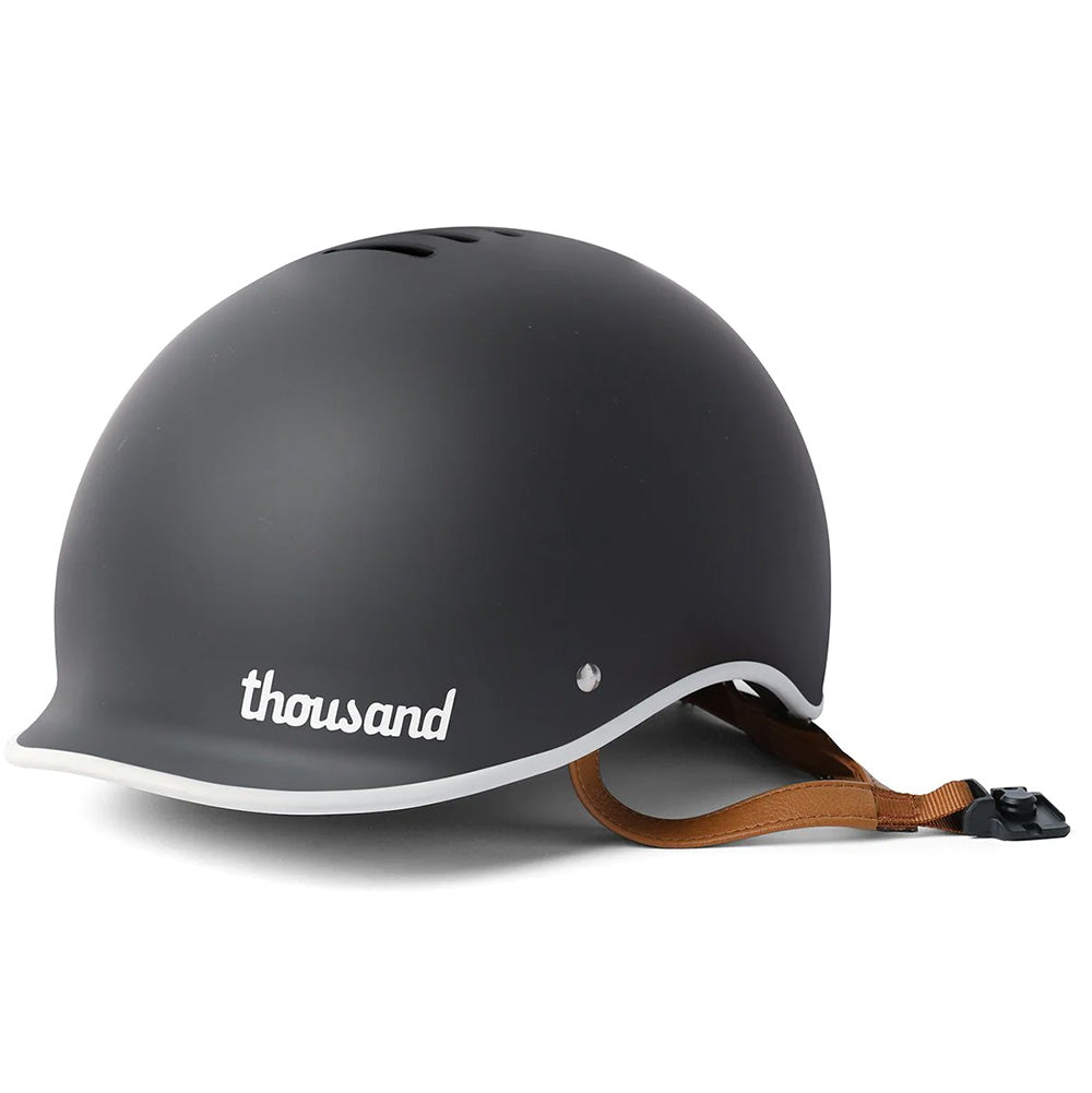 Thousand Helmet Carbon Black with leather straps