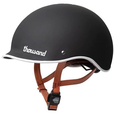 Thousand Heritage Helmet in Carbon Black with leather straps