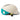 Beige Thousand helmet with teal strap and visible brand logo on a white background