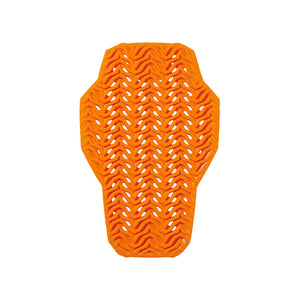Front view of the D3O® Viper Air L2 back protector in orange with wave-patterned ventilation holes, designed for maximum breathability and impact protection.
