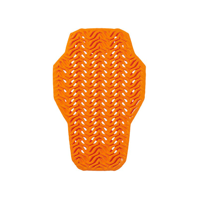 Front view of the D3O® Viper Air L2 back protector in orange with wave-patterned ventilation holes, designed for maximum breathability and impact protection.