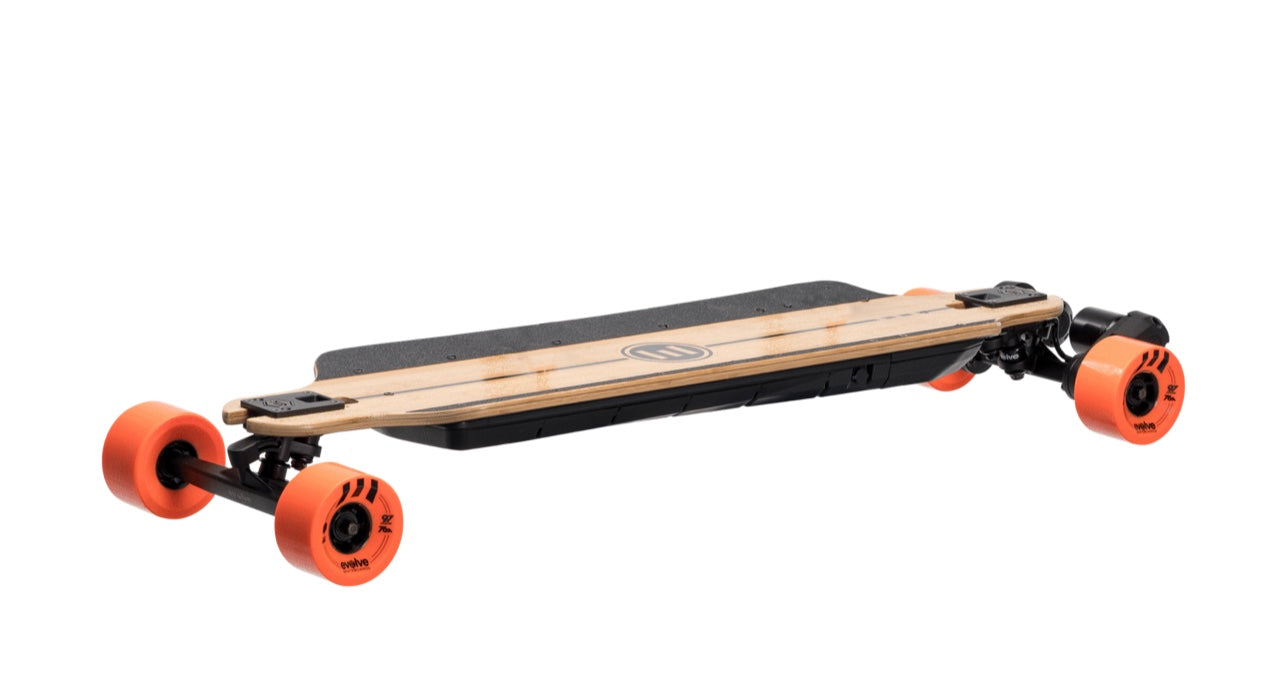 GTR Bamboo with 97mm street orange wheels by evolve 