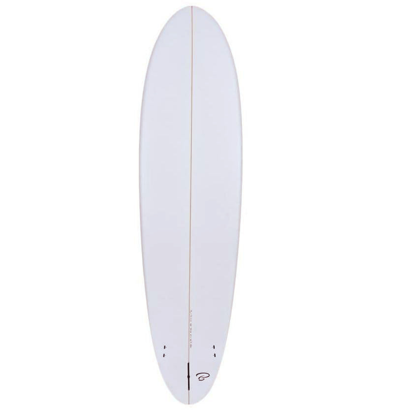 Mini-mal surfboard underside. plain white
