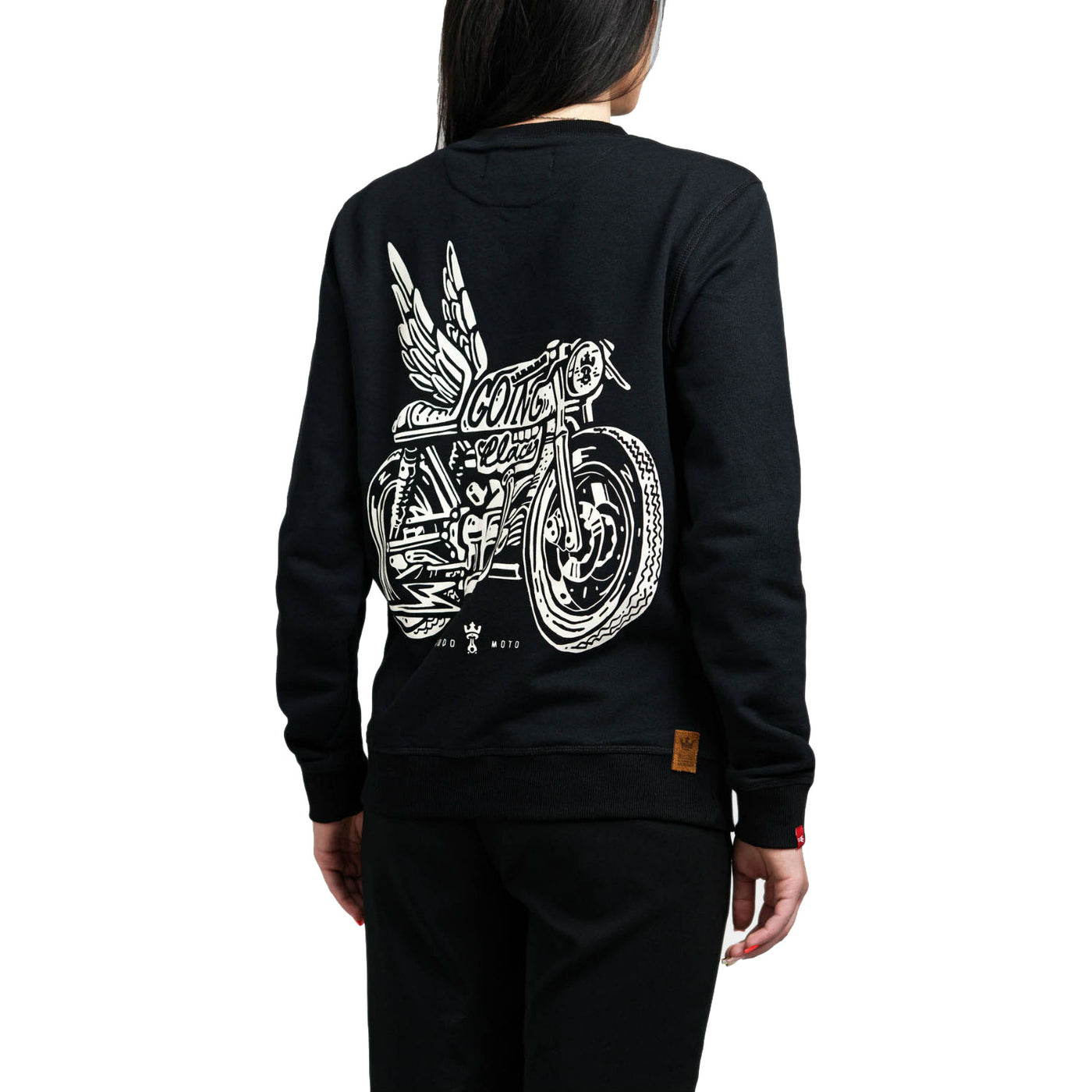 Unisex Biker Sweatshirt - Black Cotton, JOHN WING 01